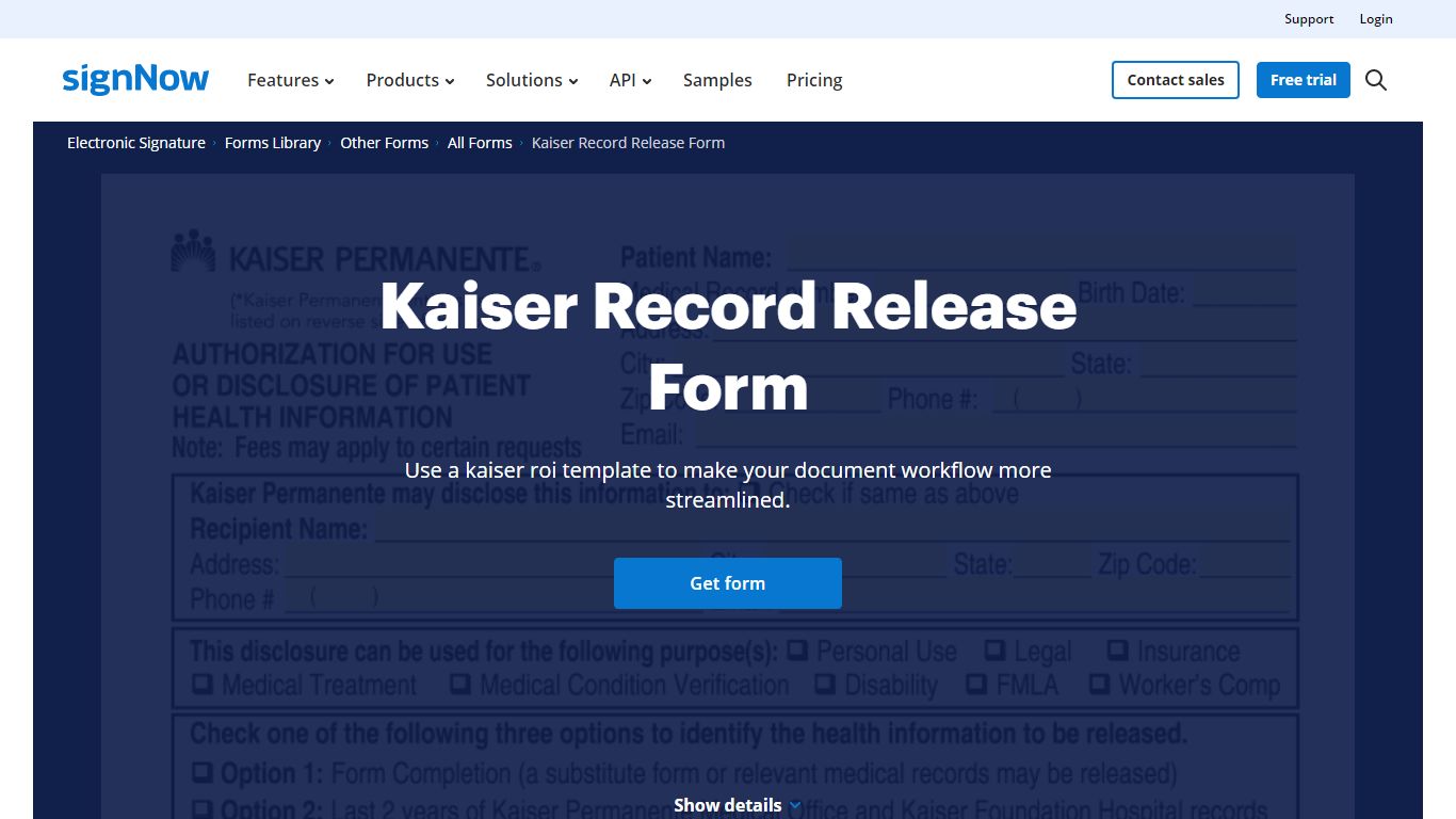 Kaiser Roi Form - Fill Out and Sign Printable PDF Template | signNow